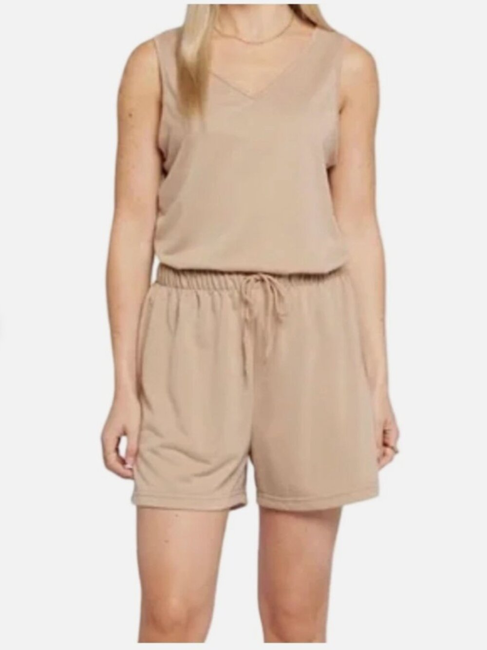 NYDJ Tank & Shorts Lounge Pajama Set Size L/XL Taupe Tan Relaxed Soft
